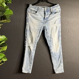 American Eagle Mens Jeans 30x30 Airflex Athletic‎ Skinny Distressed Light Wash